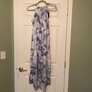 Mlle Gabrielle New Blue Tie-dye High Low Dress